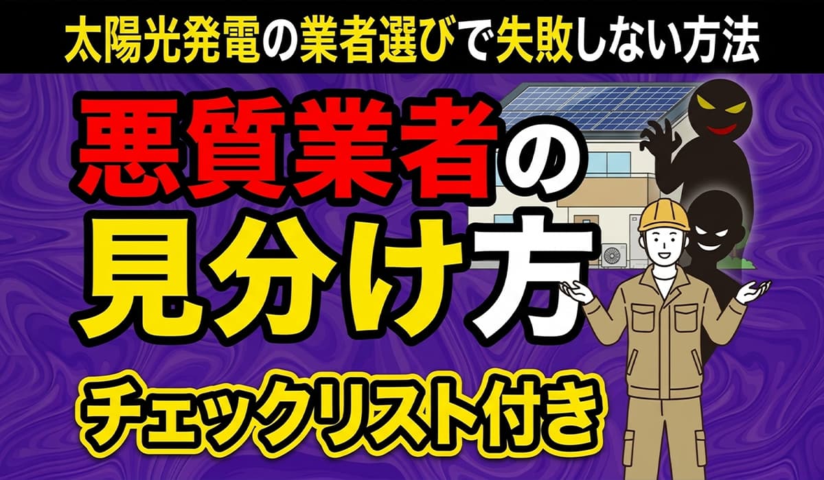 太陽光発電の悪徳業者の手口と見分け方を説明するイメージ
